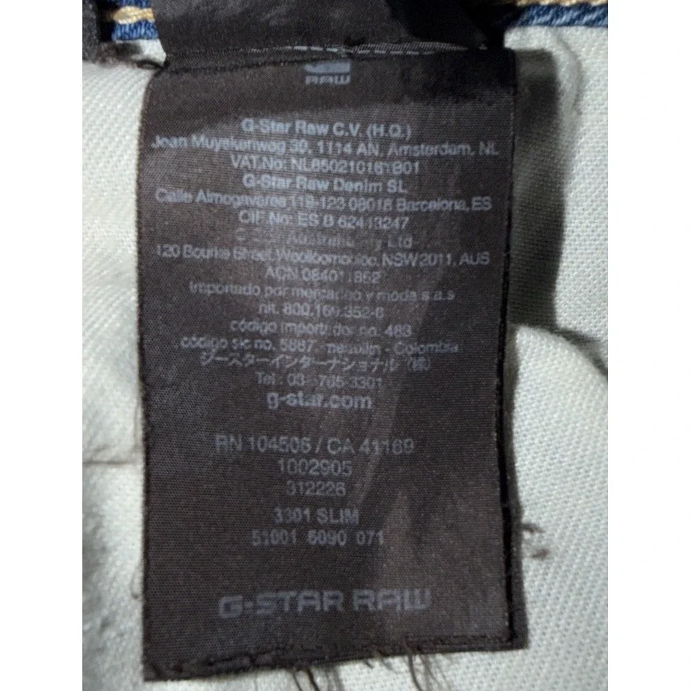 2 Pair G-Star RAW 3301 Slim Jeans Men's 30x30 Blue Faded Denim Distressed Wash